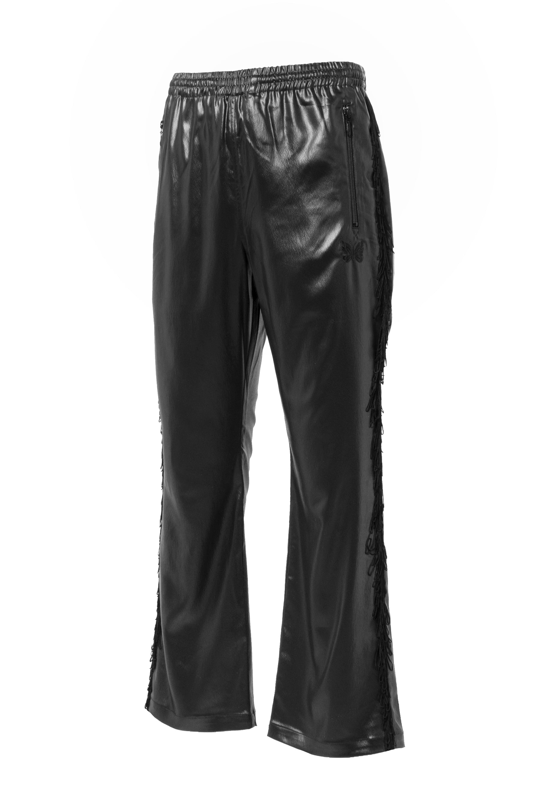 FRINGE BOOT-CUT TRACK PANT - POLY SATEEN / BLK