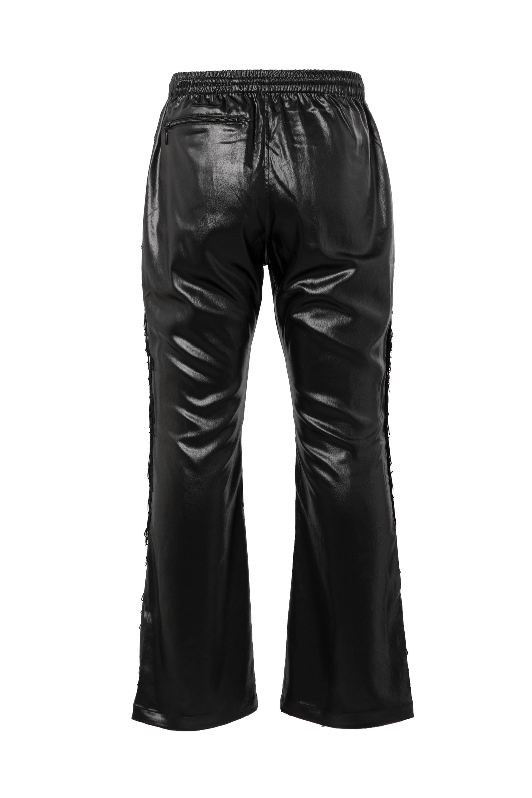 FRINGE BOOT-CUT TRACK PANT - POLY SATEEN / BLK