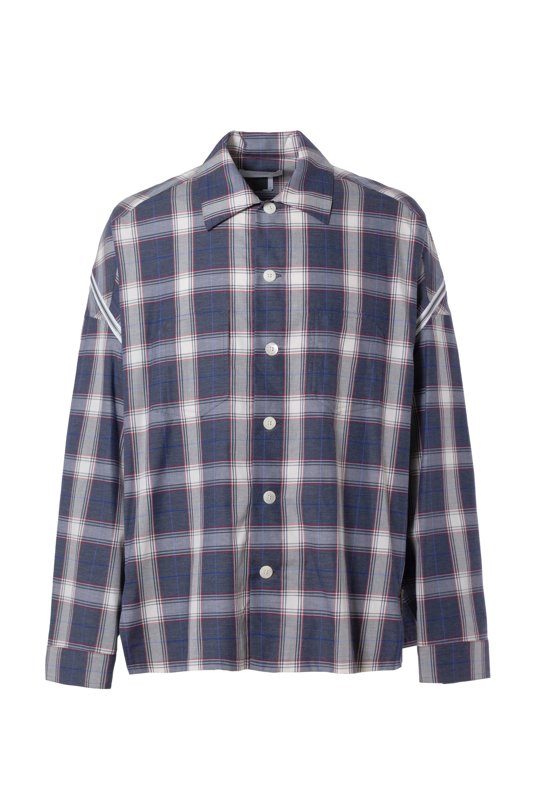 ZIPPED CHECK SHIRT / BLU WHT