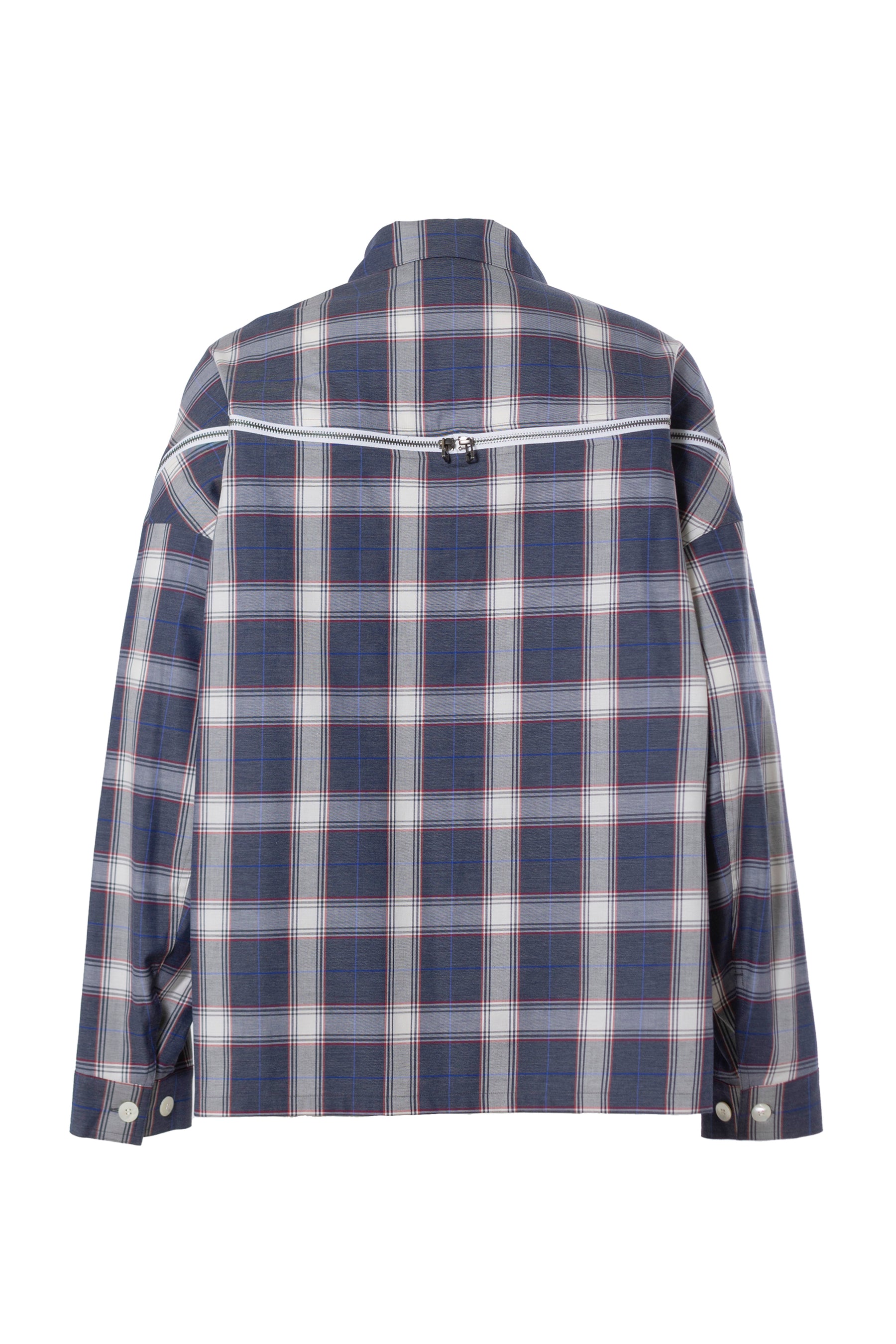 ZIPPED CHECK SHIRT / BLU WHT