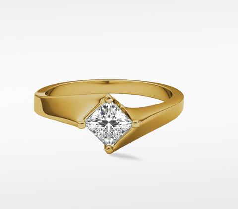 Gold Band Diamond Engagement Ring