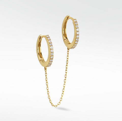 Gold Hoop Earrings with Chain