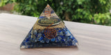 Orgone Lapis Lazuli Pyramid With Shree Yantra Symbol | Home Decoration | Protection Crystal | Negativity Buster | Throat Chakra | Fengshui - Realcrystalstore 