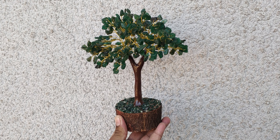 Green Jade Chips Tree | Awakening Gift | Bring Peace | Energy Crystal | Psychic Protection | Third Eye Chakra Healing | Pride Colors - Realcrystalstore 