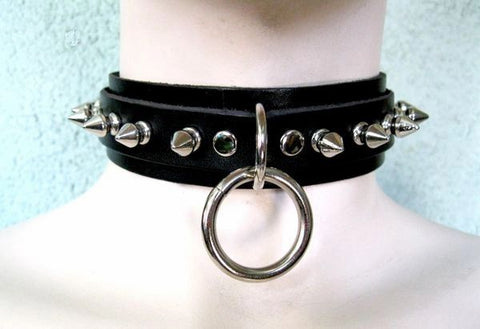 1 Wide Black Choker with Silver O-Ring