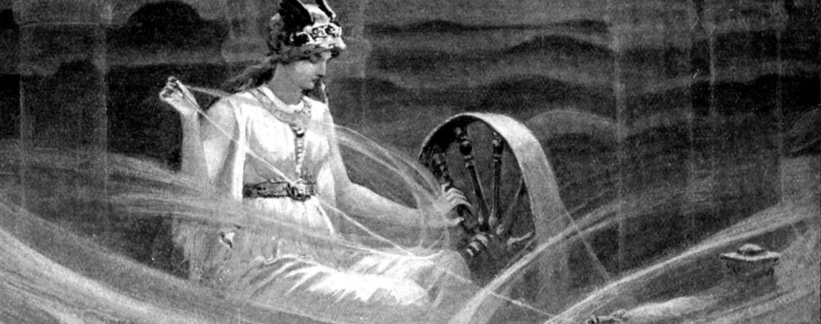 Frigg and her maids weave the cloud of fate