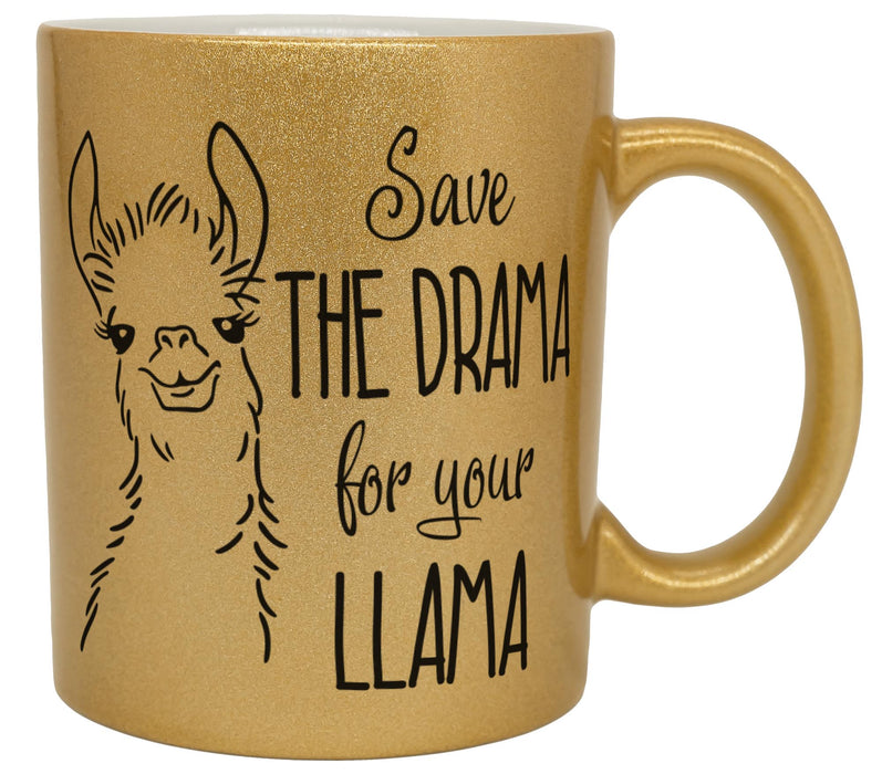 Glitzer Tasse - Save the drama for your Llama
