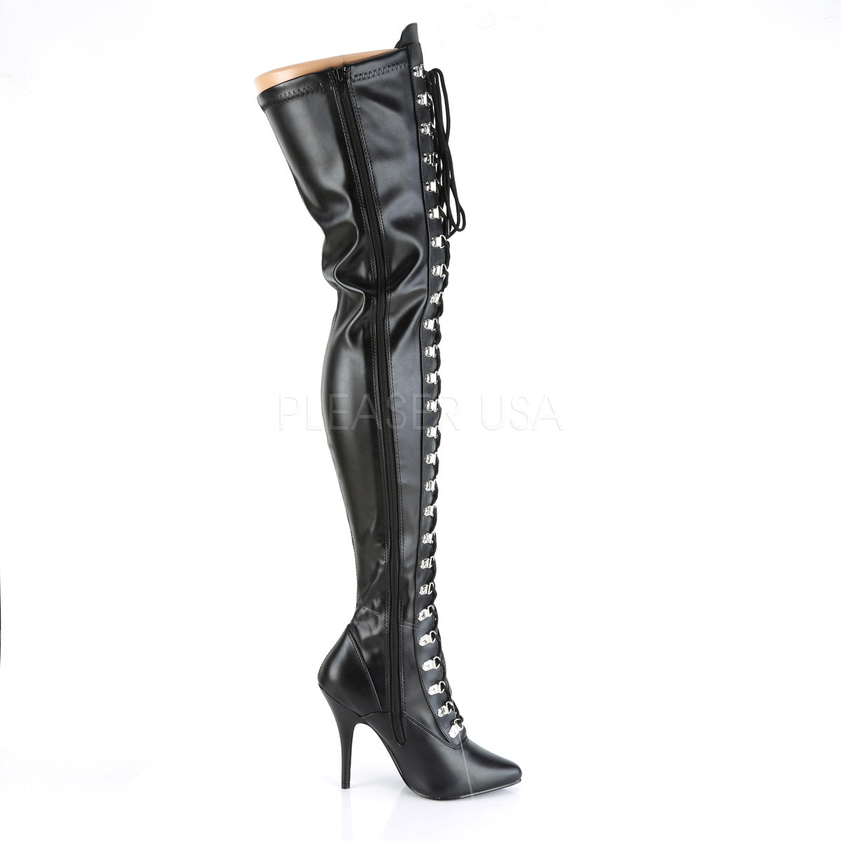 D-Ring Lace-Up Thigh High Boots 5-inch Spike Heels – FantasiaWear