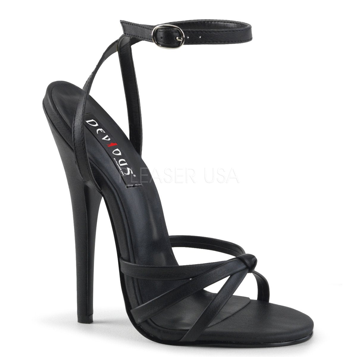 black strappy 1 inch heels