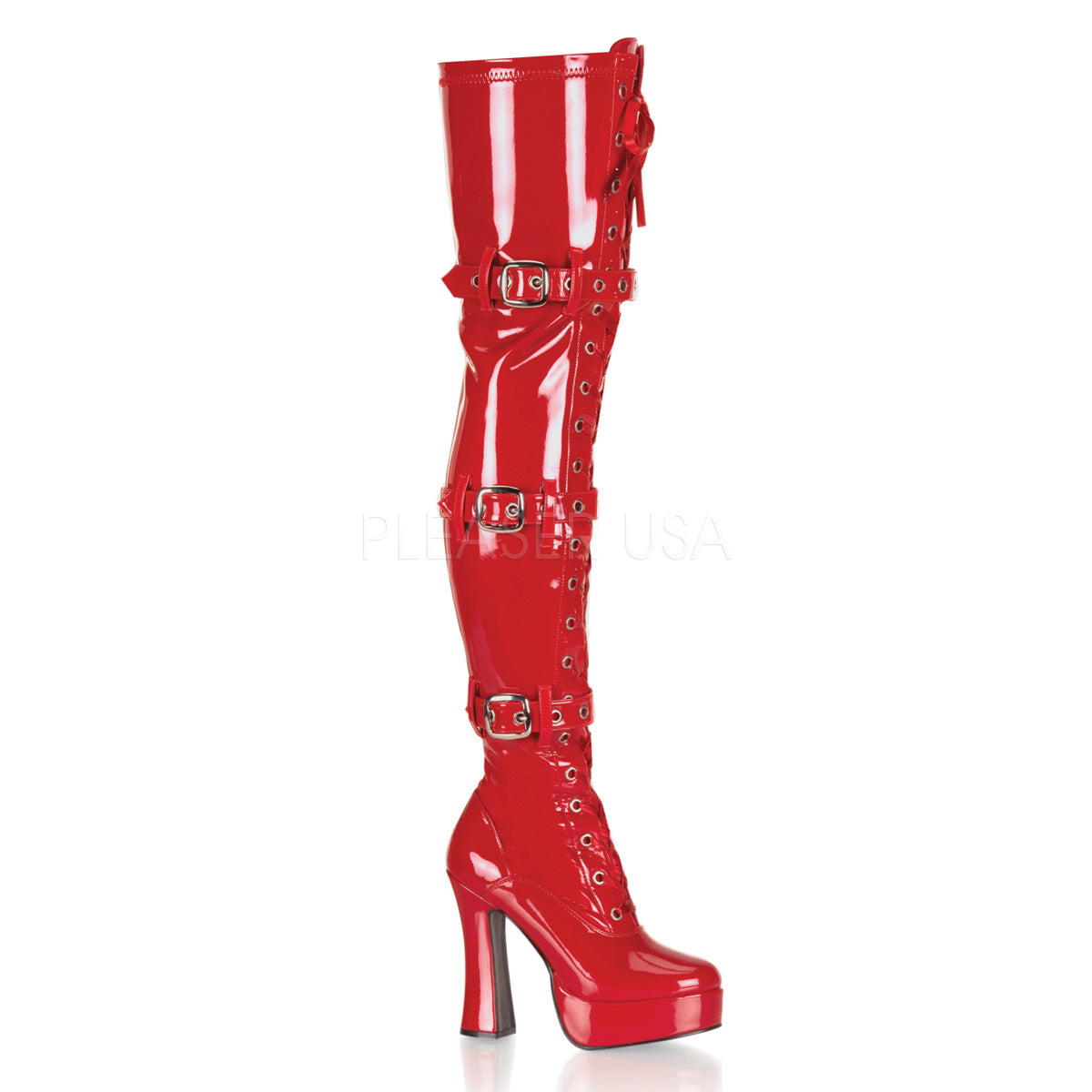 Front Lace-Up Thigh High Boot with Buckles – FantasiaWear
