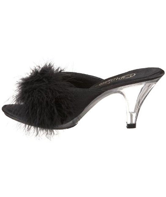 fuzzy high heel slippers