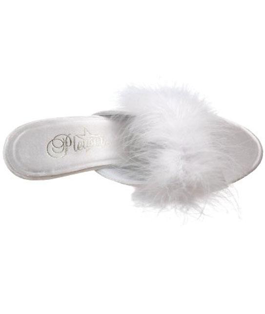 white fuzzy heels