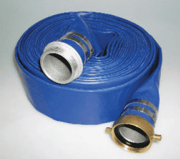 2, 3, 4 inch x 50 Layflat Water Discharge Hose Crimped on Fittings