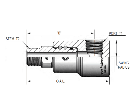 9SS8HPMP50XFP50-Ni-AL-POLY Super Swivel 90° High Pressure 1/2-14