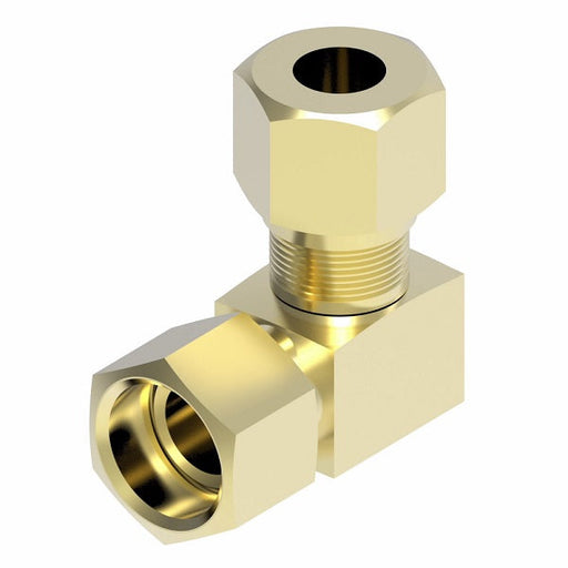 65X4 by Danfoss | Compression Fitting | Union 90° Elbow | 1/4 Tube OD |  Brass