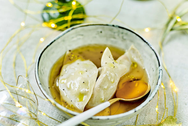 Opskrift dumplings med svampe i krydret suppe, Oliviers & Co