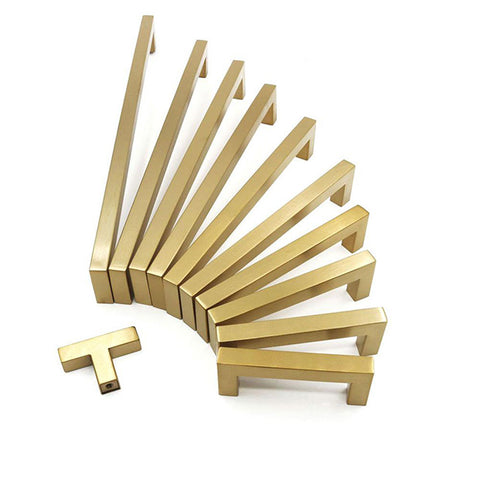 Kitchen Gold Hardware Square Drawer Pulls, Stainless Steel