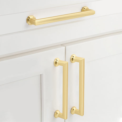 goldenwarm 5 Pack Dresser Drawer Pull Brushed Brass Cabinet Handles -  LS7024GD192 Modern Kitchen Furniture Hardware Gold Pull Handles Closet Door