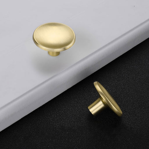 Modern Round Brushed Brass Drawer Knobs for Kitchen — Goldenwarm