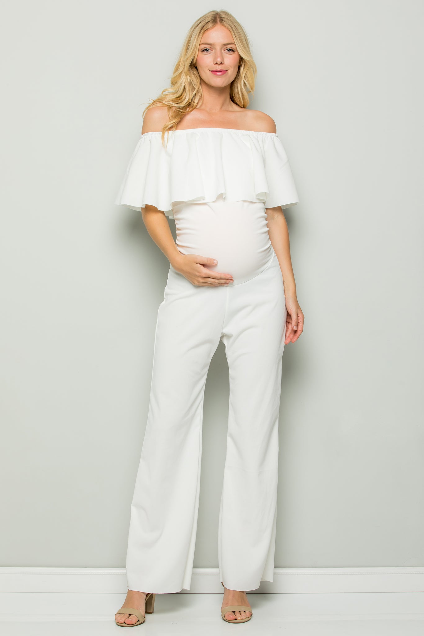 white pregnancy jumpsuit