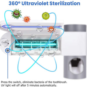 UV Toothbrush Sterilizer/Holder/Paste Dispenser