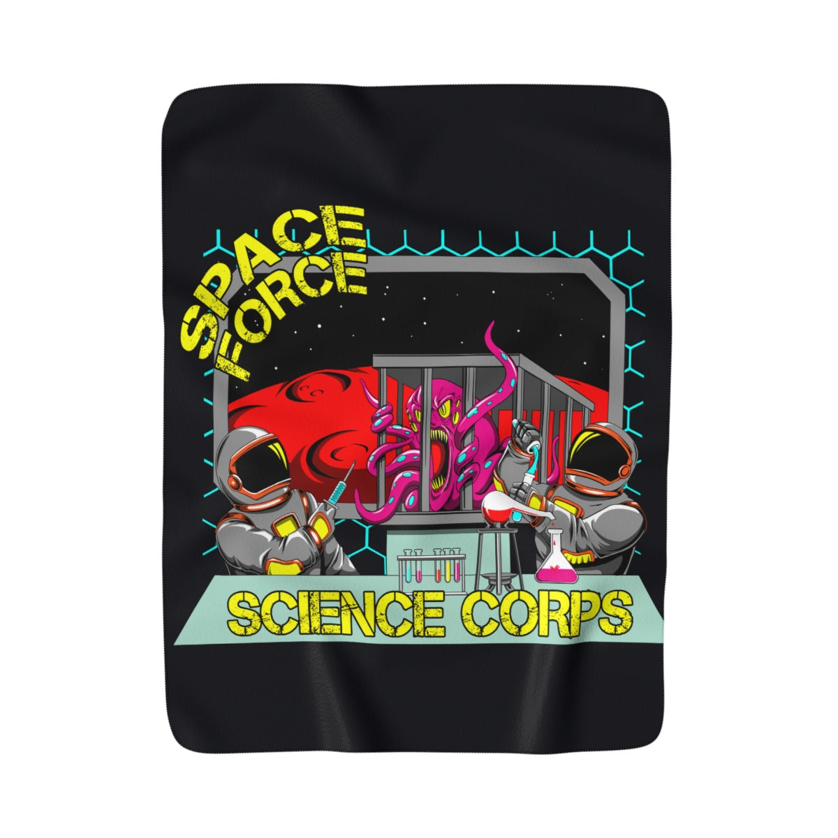 Space Force Science Corps Sherpa Fleece Blanket