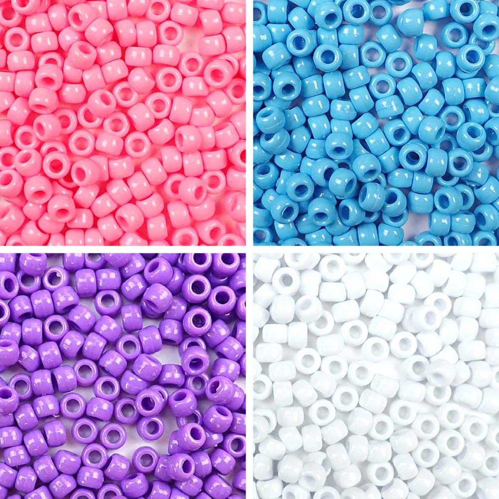 Pony Beads for Kids 6x9mm – Pack of 720 Assorted Color Hair Beads for Braids for Girls, 4mm Hole Bracelet Beads for Hair Braids – Plastic Beads for