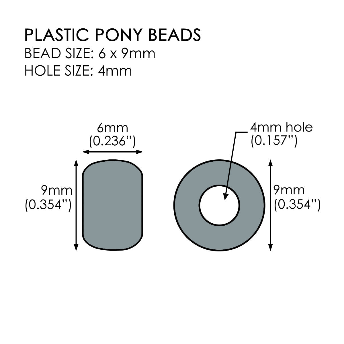 Amethyst Purple Transparent Plastic Pony Beads 6 x 9mm, 500 beads