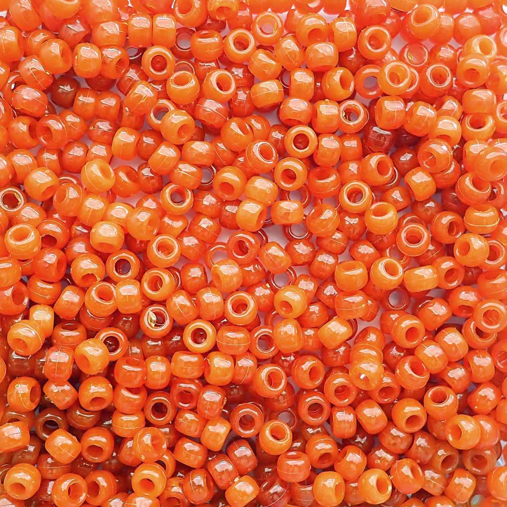 Marbled Creamsicle Barrel Beads - Orange & White Pony Beads for