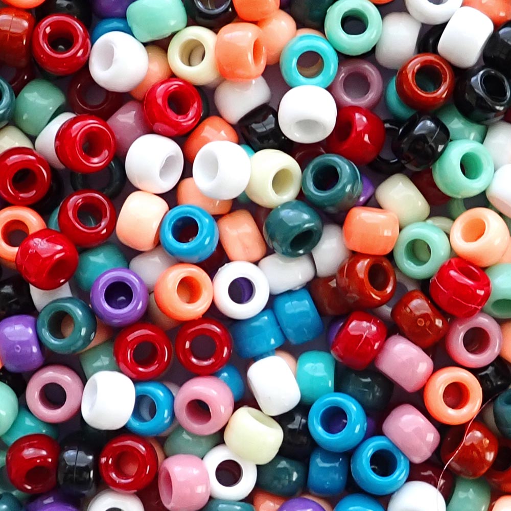6 x 9mm,Pony Beads Transparent Multicolor Mix Plastic Acrylic Bulk Craft  Pony Beads,300PCs (Clear)