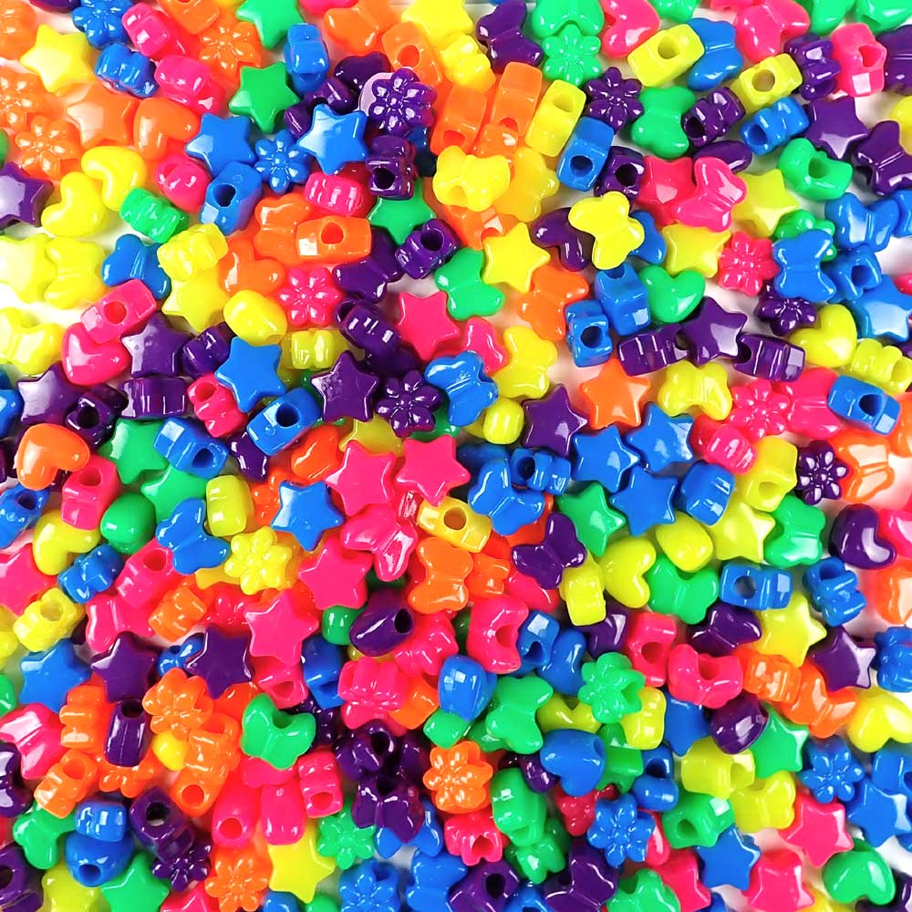 9mm Assorted Glow-in-The-Dark Plastic Pony Beads, 1000pcs - 19B0GD