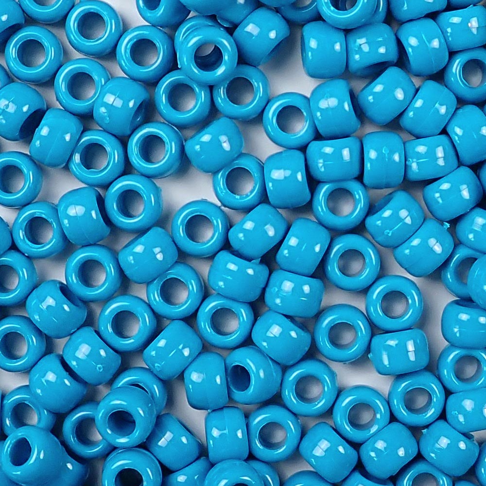 Light Turquoise Plastic Craft Pony Beads 6x9mm Bulk, Made in the