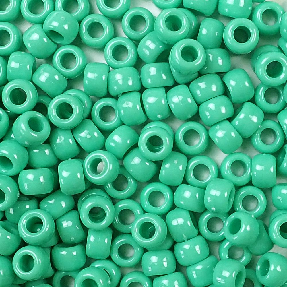 Sage Green Plastic Craft Pony Beads, Size 6 x 9mm