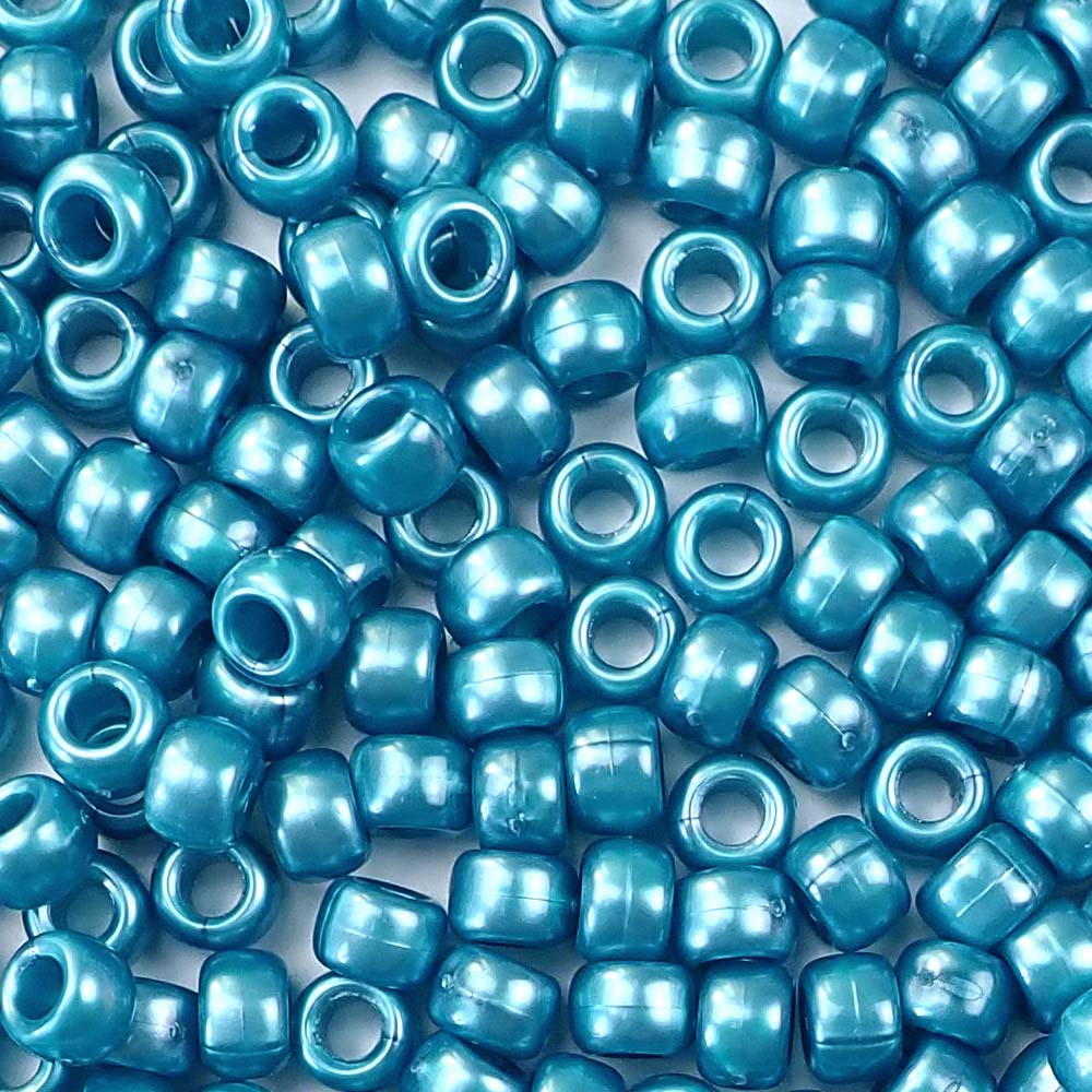 Med. Caribbean Turquoise Pearl Craft Pony Beads 6x9mm, 1000 beads Bulk -  Pony Beads Plus