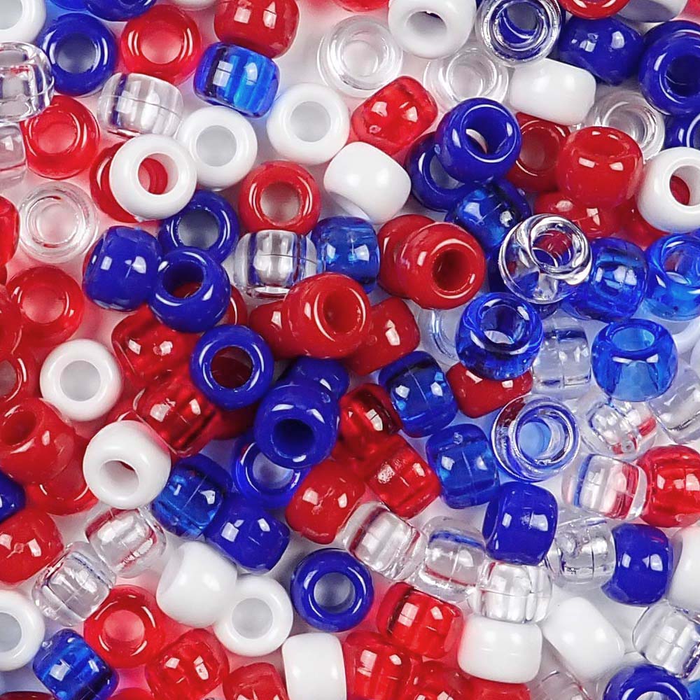 Whaline 140Pcs Patriotic Wood Beads Red Blue White Round Star Heart Shape  Craft Beads with Holes 4th of July Wooden Beads for Independence Memorial