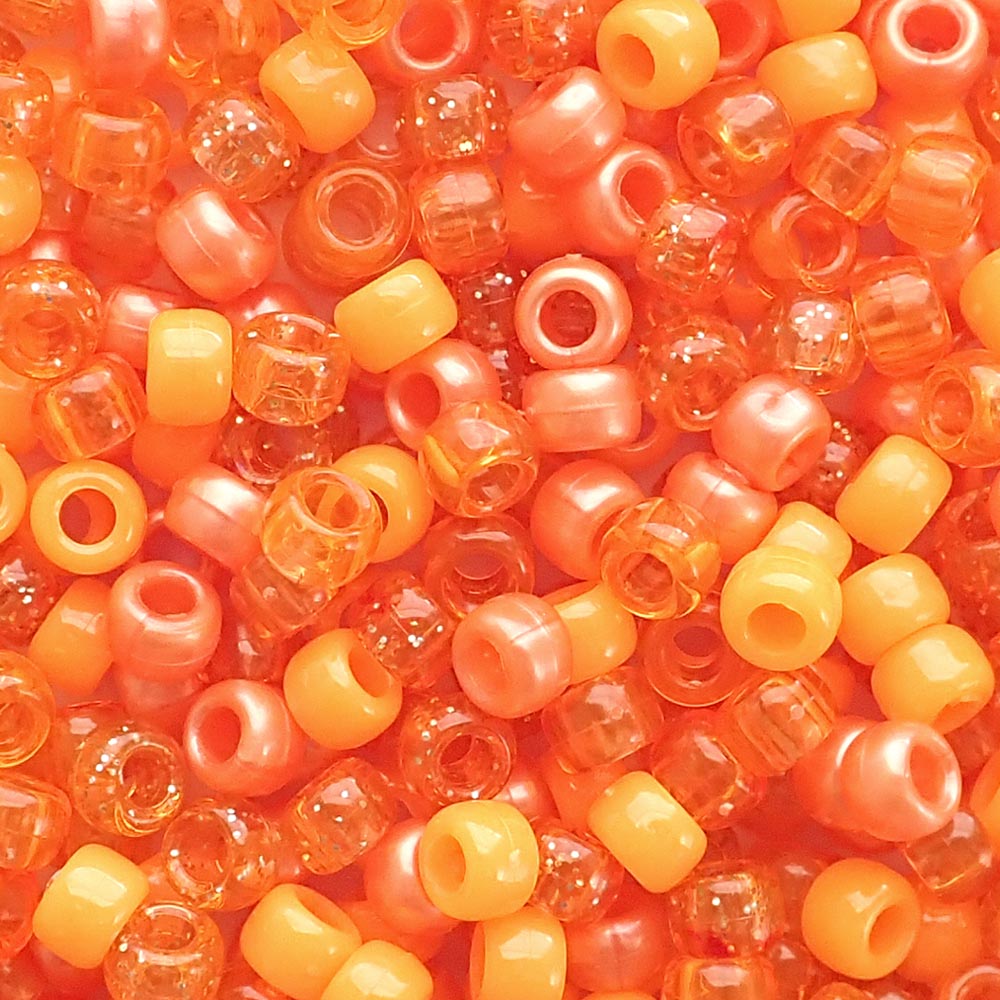 Autumn Color Mix Plastic Craft Pony Beads 6 x 9mm Bulk, USA Made