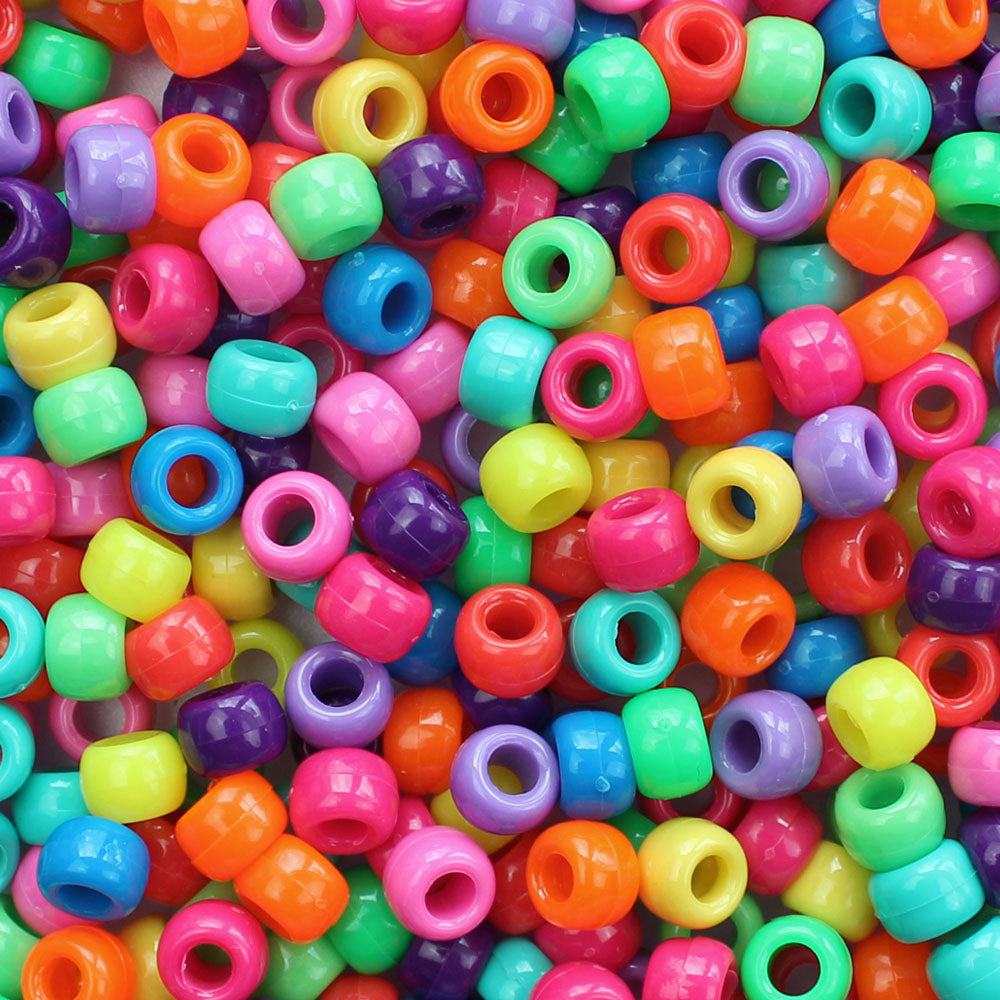 Rainbow Sprinkles Mix Craft Pony Beads 6 x 9mm Bulk, USA Made