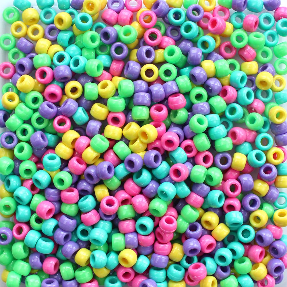 Fun Glitter Mix Craft Pony Beads 6 x 9mm Assorted Colors, Made in USA - Bead  Bee