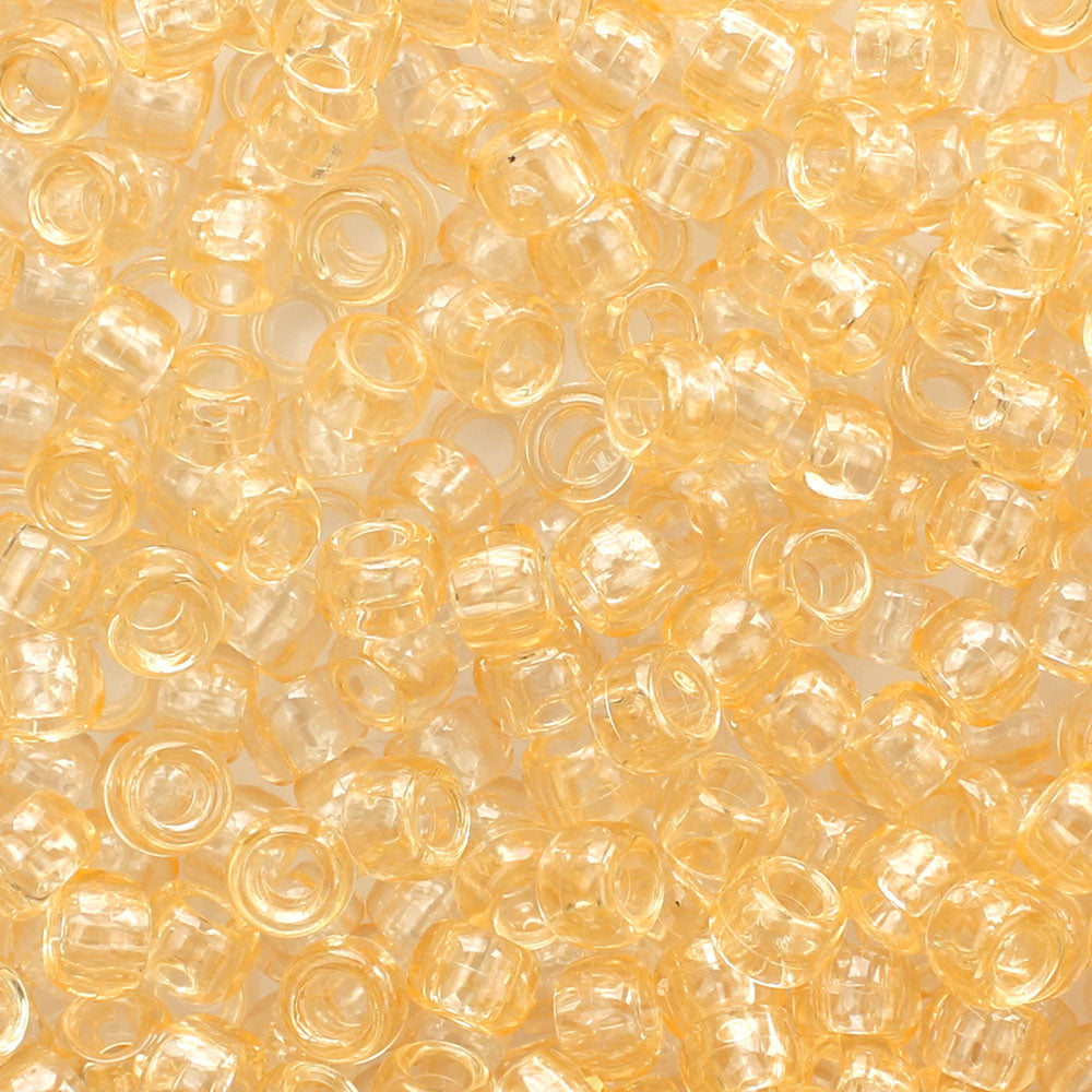 Pony Beads, Transparent, 9x6mm, 100-pc, Sun Yellow