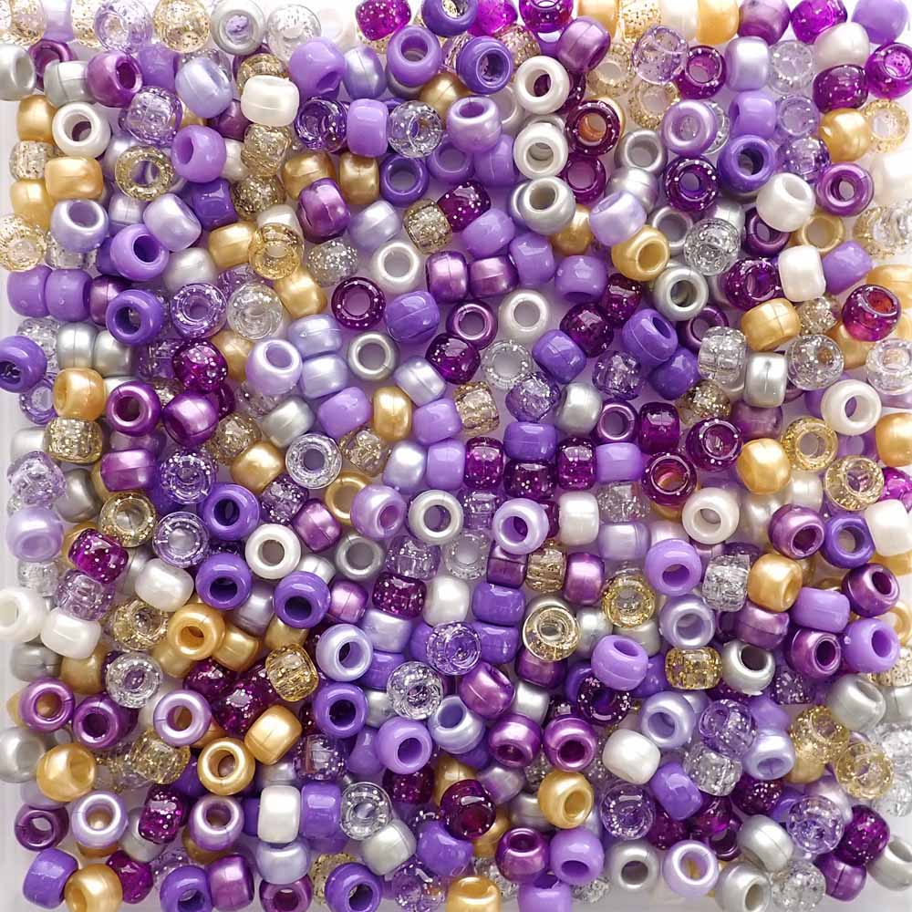 Purple Mix Pony Beads for bracelets, jewelry, arts crafts, made in USA -  Pony Beads Plus