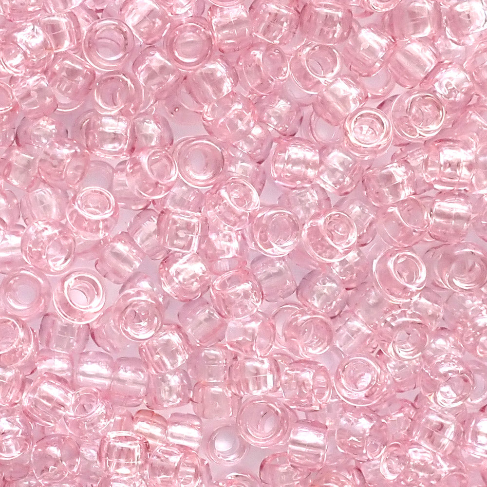 Pony Beads Plastic Barrel 6x8mm - Transparent Clear - 100pk