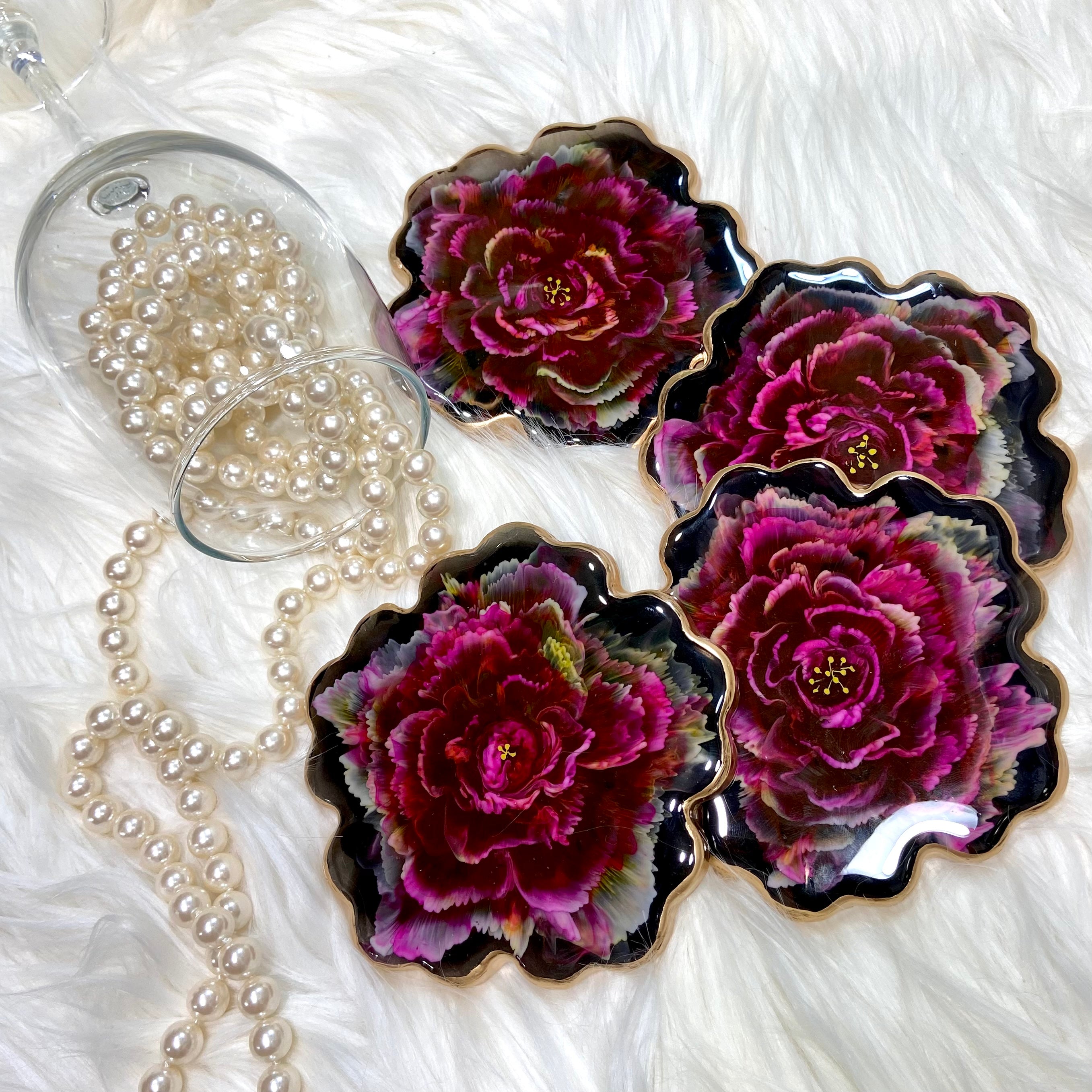 Carnation Resin Coasters