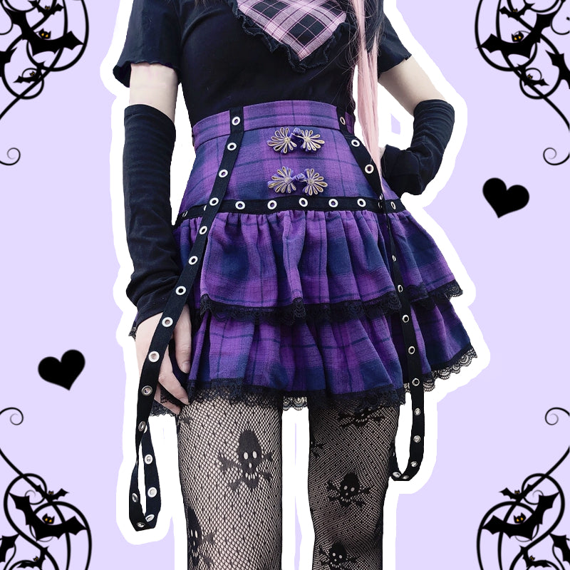 Kelsie Love Pastel Goth Black & Purple Plaid Pleated Mini Skirt – ▷ PASTEL  GOTH & KAWAII GOTH Online Shop ☢️