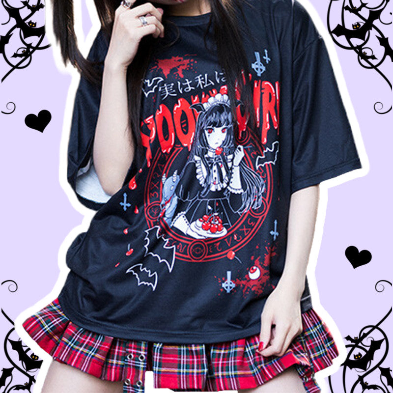 Spooky Girl Pastel Goth Black Anime Printed T-Shirt – ▷ PASTEL GOTH &  KAWAII GOTH Online Shop ☢️