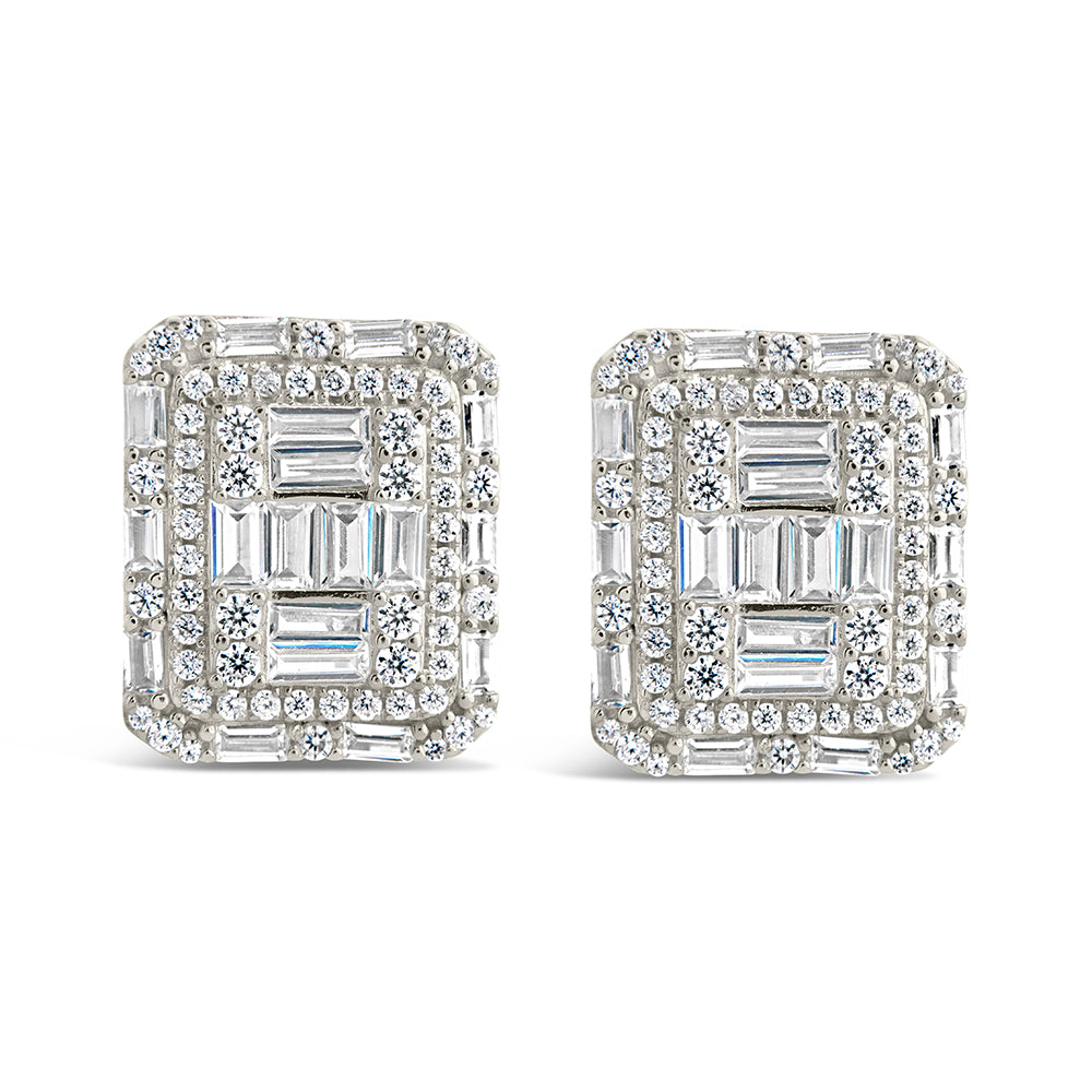 BACK ORDER CZ Square Statement Stud Earrings - Sterling Forever product image