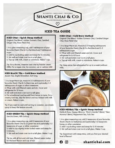 Shanti Chai & Co's Iced Tea Guide: learn how to make your favourite tea... iced! 