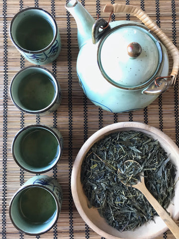 Shanti Chai & Co's Sencha Green Tea steeped for 2 minutes and ready to be enjoyed.