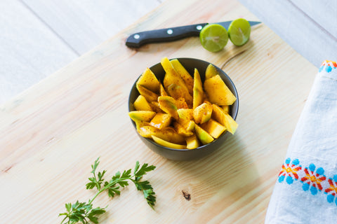 Fresh mango cut in a bowl