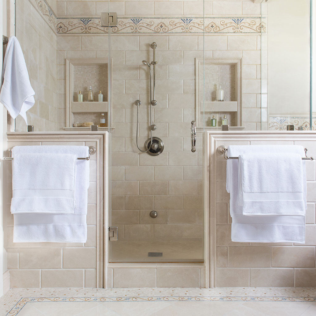 white towels in bathroom