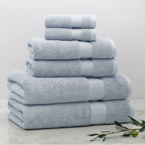 Plush Ice Blue Towel Essentials Bundle (2 Wash + 2 Hand + 2 Bath Towels)-N/A